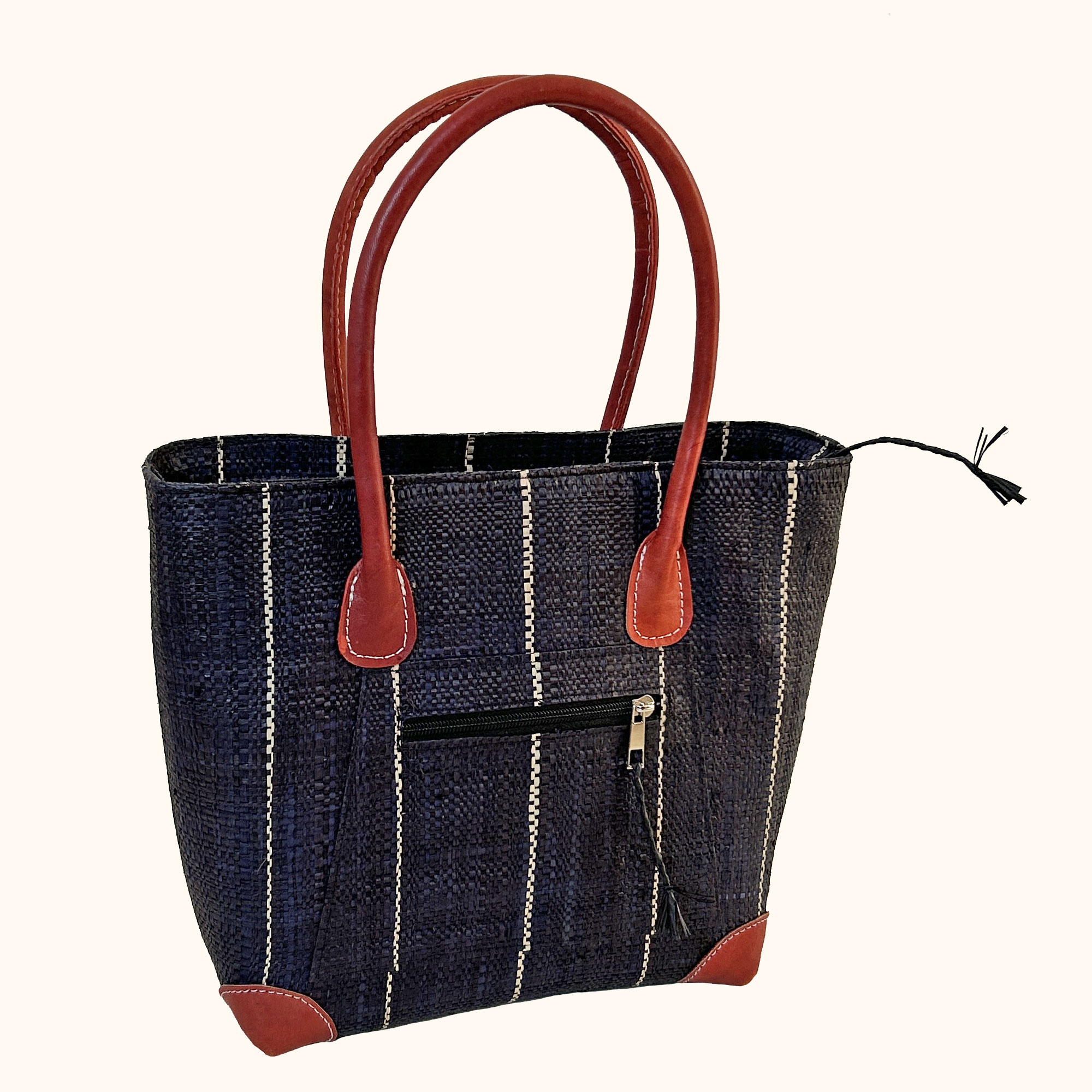 Vero handbag in black pinstripe cut out photo