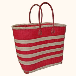Large Porto Beach Bag in red and natural stripes cut out photo